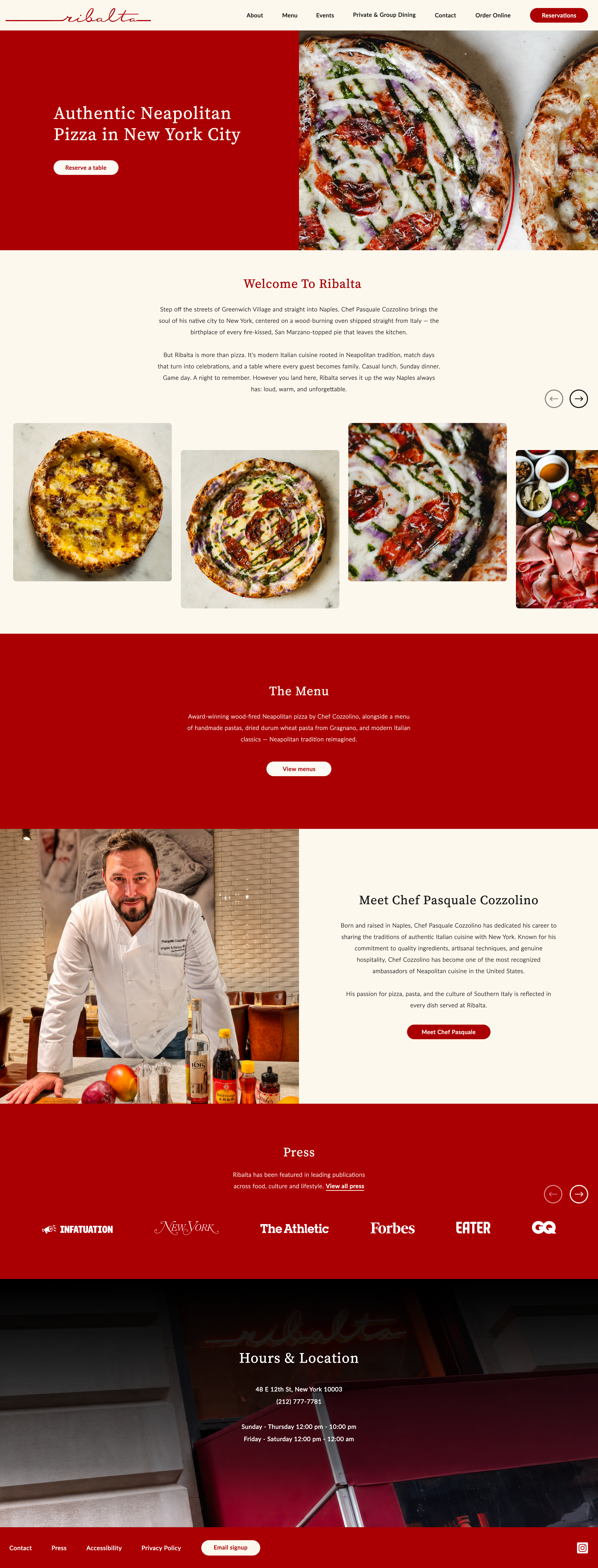 Ribalta home page design mock-up